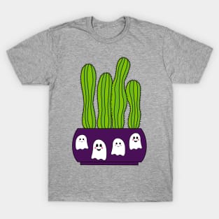 Cute Cactus Design #122: Cacti In Halloween Ghosts Pot T-Shirt